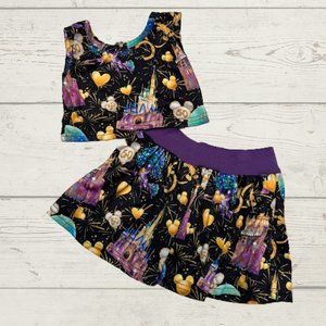 Boutique Disney World 50th Anniversary Two Piece Crop Top and Skirt Set